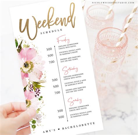 Bachelorette Weekend Itinerary Editable Template Wedding Etsy