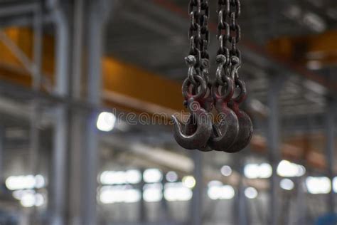 Crane Hook For Overhead Crane In Factory Close Up Stock Photo Image