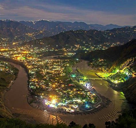 Night View Muzafrabad Kashmir Pakistan Azad Kashmir Kashmir Pakistan