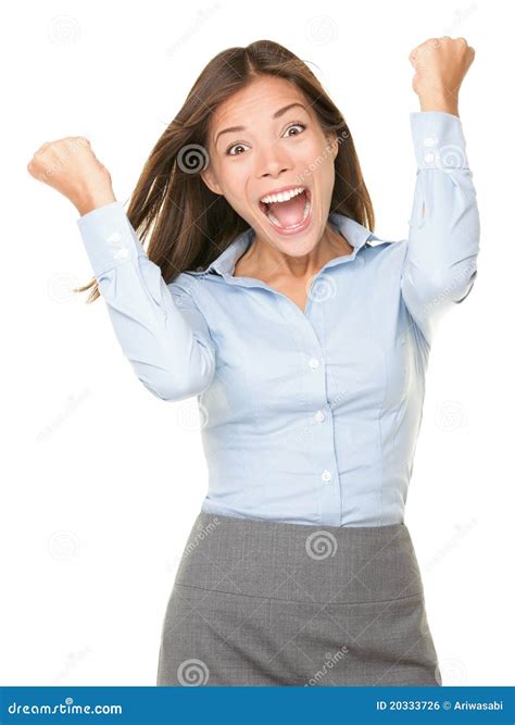 Cheering Happy Business Woman Stock Photo Image Of Female Gesture