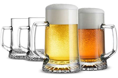 Bormioli Rocco 4 Pack Solid Heavy Large Beer Glasses With Handle 17 1 4 Ounce Glass Steins