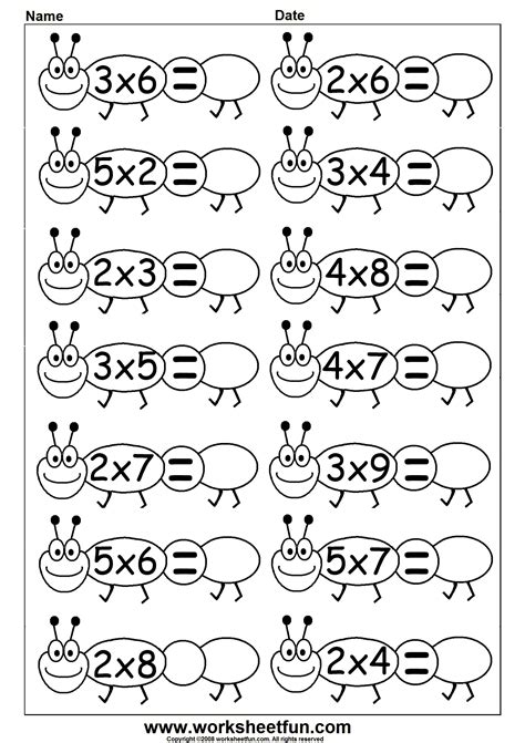 Index by activity multiplication worksheets available on this site. Fun Multiplication - 6 Worksheets | Actividades de multiplicación, Prácticas de matemáticas ...