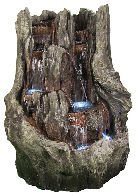 Sunnydaze Cascading Mountain Falls Outdoor Water Fountain With Led