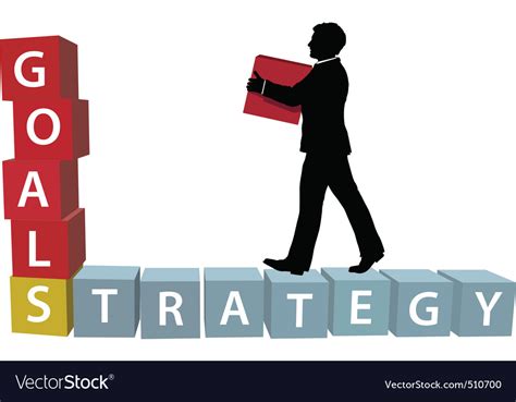 Goals Strategy Man Builds Business Blocks Vector Image