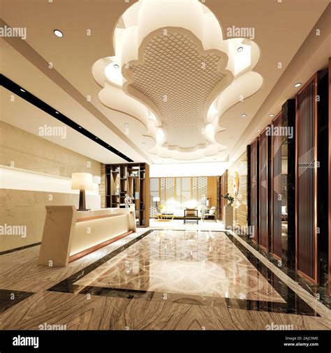 3d Render Luxury Hotel Lobby Stock Photo Alamy
