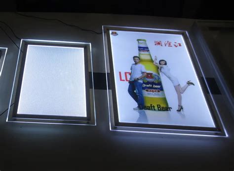 Crystal Frame Led Edge Lit Advertising Panel Light Box Ultra Slim Super