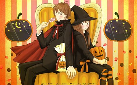Wallpaper Ilustrasi Anime Halloween Labu Gambar Kartun Penyihir