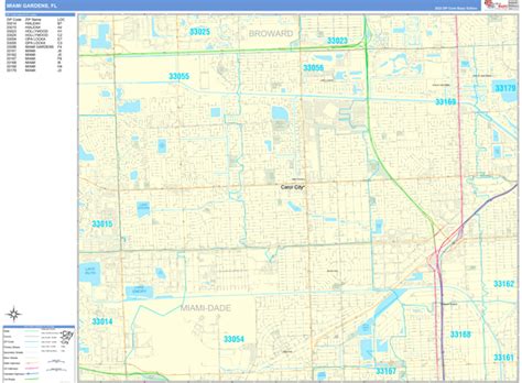Miami Gardens Florida Wall Map Basic Style By Marketmaps Mapsales