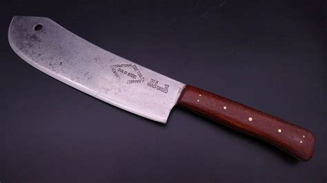 vintage german forged lamb splitter knife carbon steel buffalo butcher skinner internation