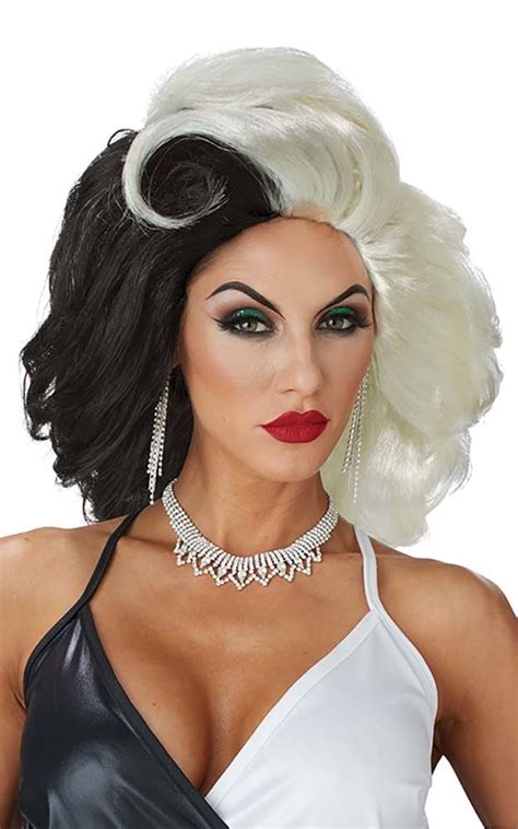 Cruella De Vil Adult Womens Wig 101 Dalmations Halloween Costume