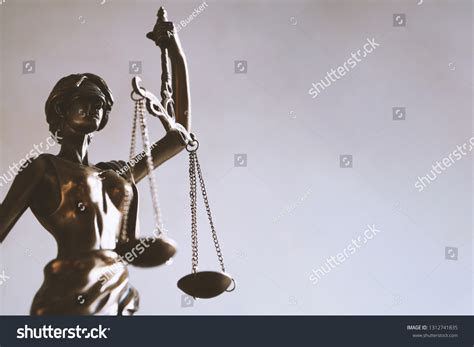 Lady Justice Justitia Blindfolded Figurine Holding Stock Photo