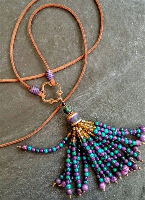 Beaded Tassel Necklace Boho Necklace Long Necklace Handmade Jewelry