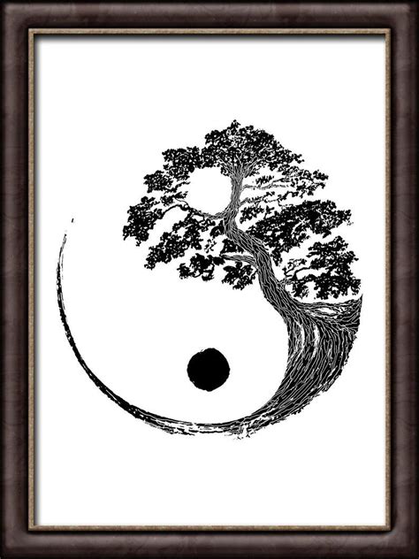 Yin Yang Bonsai Tree Instant Download Japanese Buddhist Zen Wall Art
