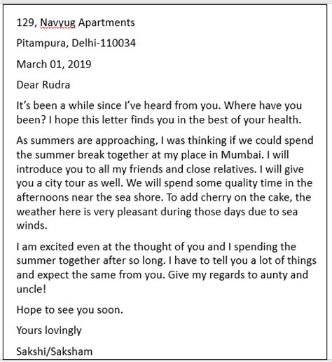 Other vowels can be indicated using a variety of diacritics which appear above or below the main letter. Informal Letter Example To A Friend | Writing Letter