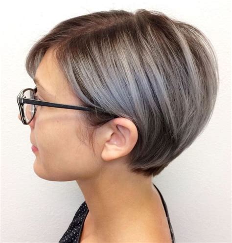 Pixie Bob With Gray Brown Balayage Longer Pixie Haircut Long Pixie