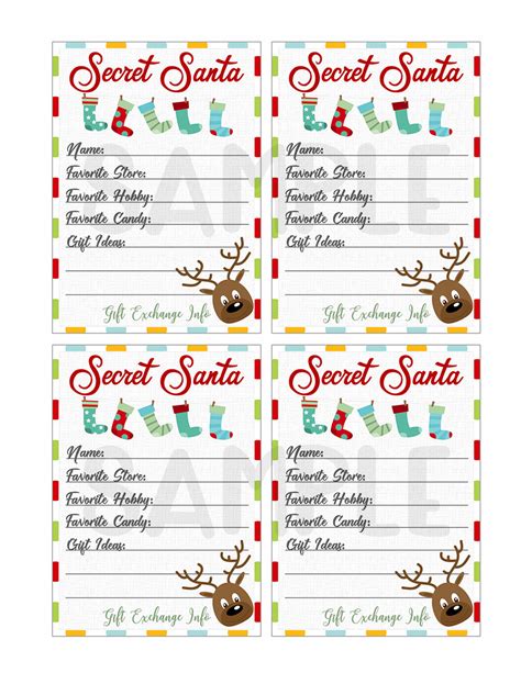 Printable Secret Santa Gift Exchange Christmas Secret Santa Christmas