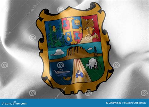 3d Illustration Flag Of Tamaulipas Is A Region Of Mexico Stock