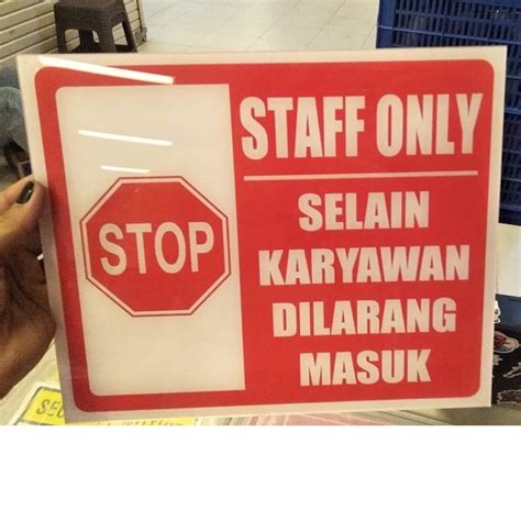 Jual Akrilik Staff Only X Rambu Selain Karyawan Dilarang Masuk Shopee Indonesia
