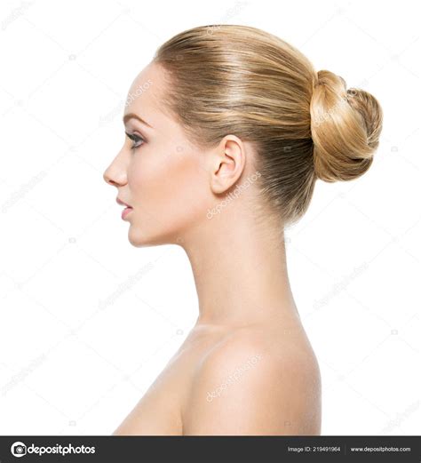 Profile Face Young Woman Isolated White Background — Stock