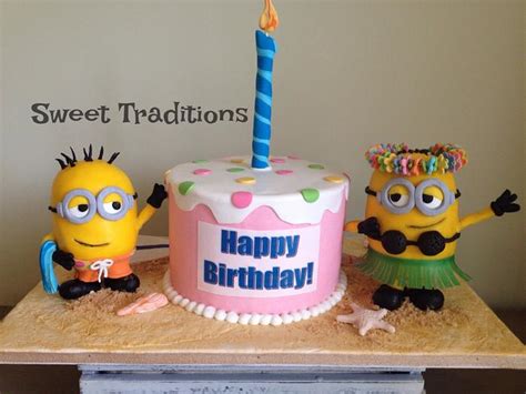 Aloha Minions Decorated Cake By Sweet Traditions Cakesdecor