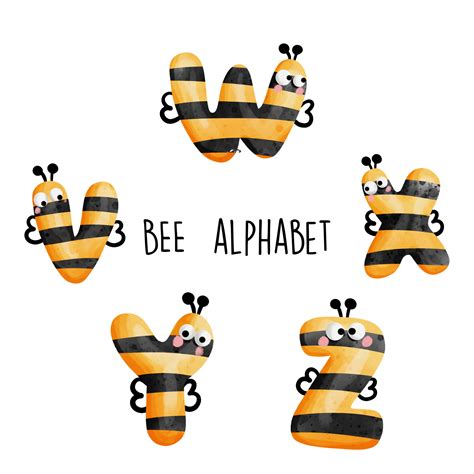 Bee Alfabet Bee Teckensnitt Vektor Illustration 8078316 Vektorkonst