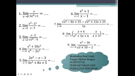 Membahas Soal Limit Fungsi Aljabar Dengan Cara Substitusi Pemfaktoran