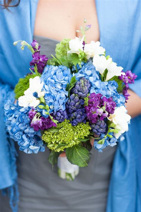 Blue Purple And White Bridesmaid Bouquet