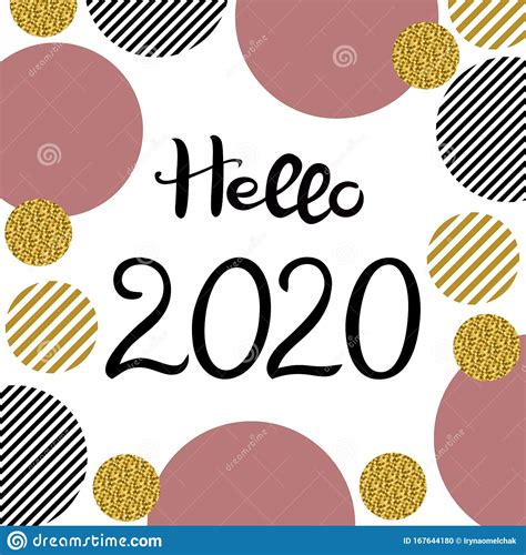 Lettering Hello 2020 Hand Drawn Inscription Stock Vector