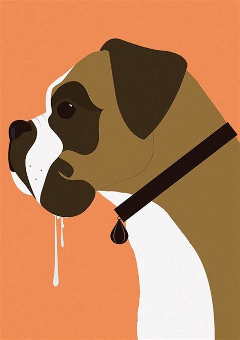 Boxer Dog Giclee Fine Art Print Cute Minimal Modern Puppy Illustrated