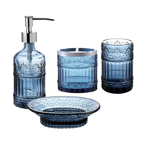 Bathroom Accessories Set, 4-Piece Bath Accessory Completes with Soap/Lotion Dispenser ...