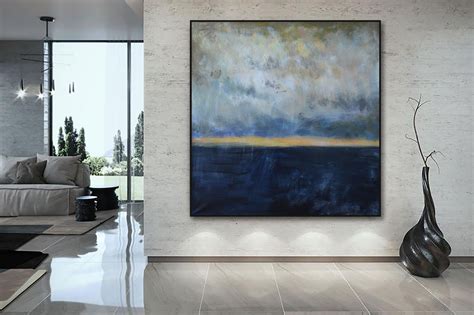 Large Abstract Painting Minimal Seascape Ocean Painting Etsy