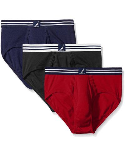 Nautica Comfort Cotton Underwear Fly Front Brief Multi Pack In Red For