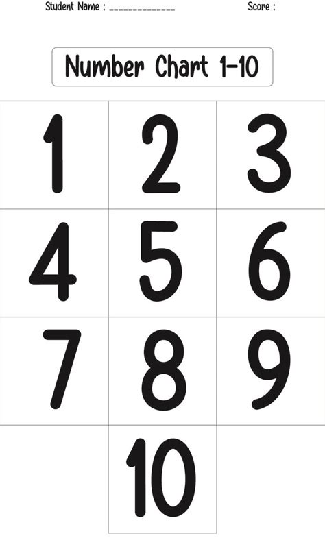 A Number Chart With Numbers To 10 And Ten On The Top In Black And White