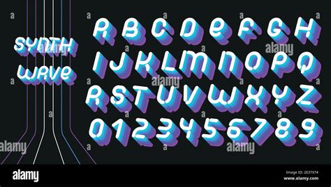 Synthwave Font Letters Of 70s 80s Aesthetics Vector Alphabet In Retro