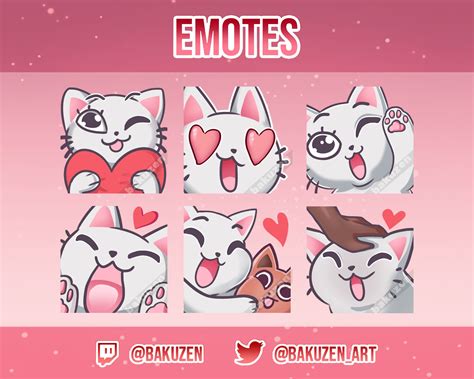 White Cat Emote Pack For Twitch Discord Love Set Cute Etsy