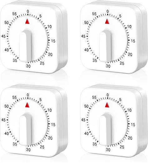 4 Pcs Wind Up Kitchen Timers For Cooking 60 Minutes1 Hour Square Timer