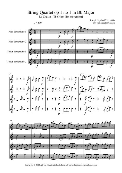 Haydn String Quartet Op 1 No 1 The Hunt For Saxophone Quartet