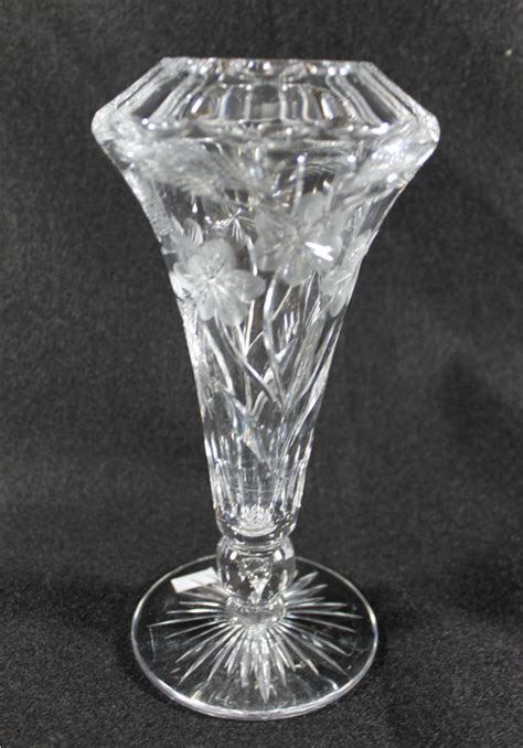 Bargain John S Antiques Antique Cut Glass Vase Signed Libbey Bargain John S Antiques
