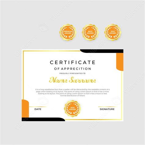 Golden Gold Certificate Recognition Certificates Gift Border Word