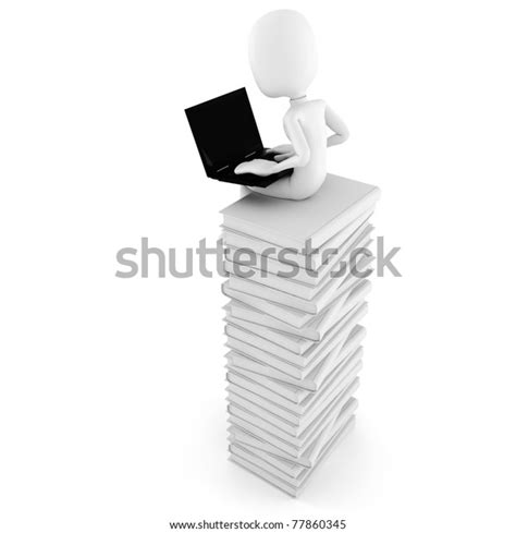 3d Man Sitting On Pile Books Stock Illustration 77860345 Shutterstock