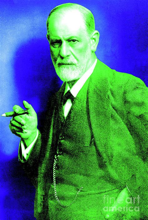 Colorized Photo Of Sigmund Freud Green And Blue Photograph By French