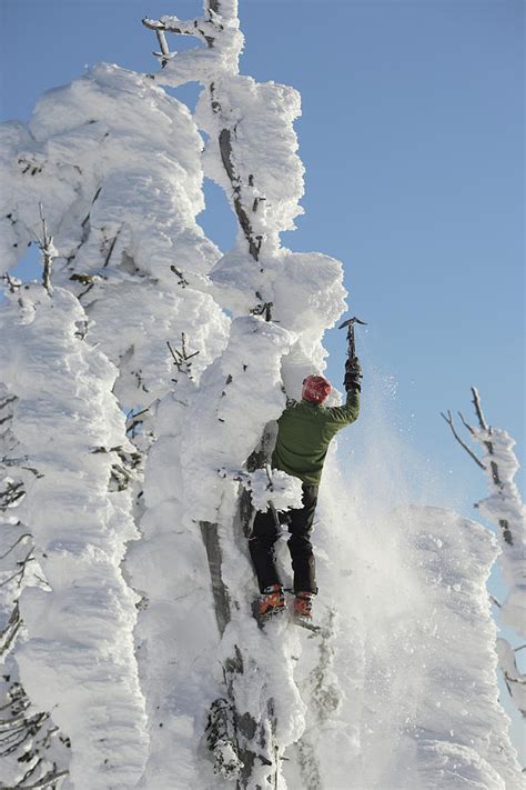 Ice Climber Climbing A Frozen Tree Photograph By Woods Wheatcroft Pixels