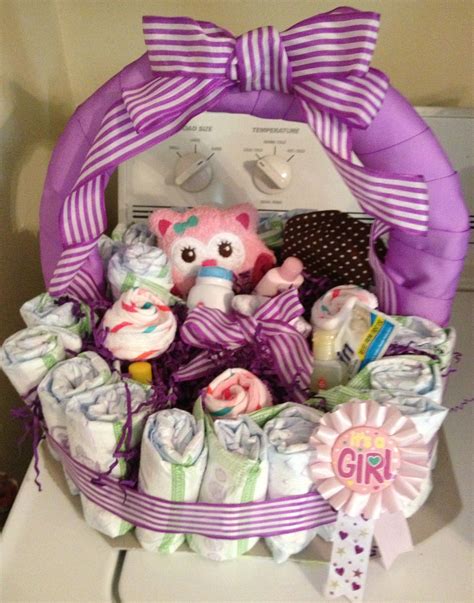 Diaper Cake Basket For A Baby Girl Baby Shower Ts Diaper Cake