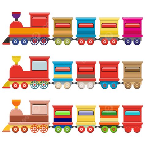 Multicolored Cartoon Train Colorful Transparent Image Vector Train