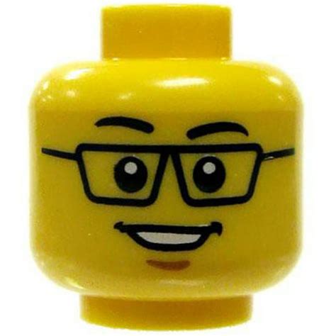 Lego Minifigure Parts Male With Glasses And Smile Minifigure Head Yellow