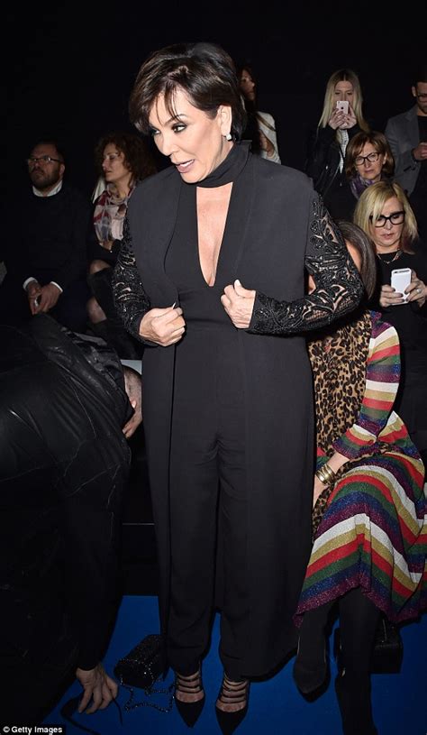 Kris Jenner Shows Off Cleavage In Plunging Jumpsuit At Elie Saab Pfw