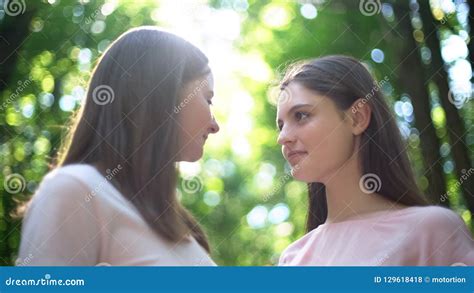 Two Lesbians Looking Seductively At Each Other Intimate Moment Lgbt Rights Stock Photo Image