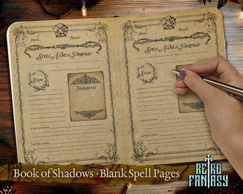 book of shadows spell template page printable spell blank etsy