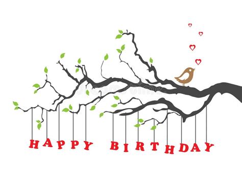 Happy Birthday Card With Bird Stock Vector Illustration Of Bird