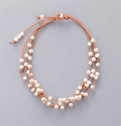 Pearls Choker Freshwater Pearl Natural Leather Layers Collar Necklace